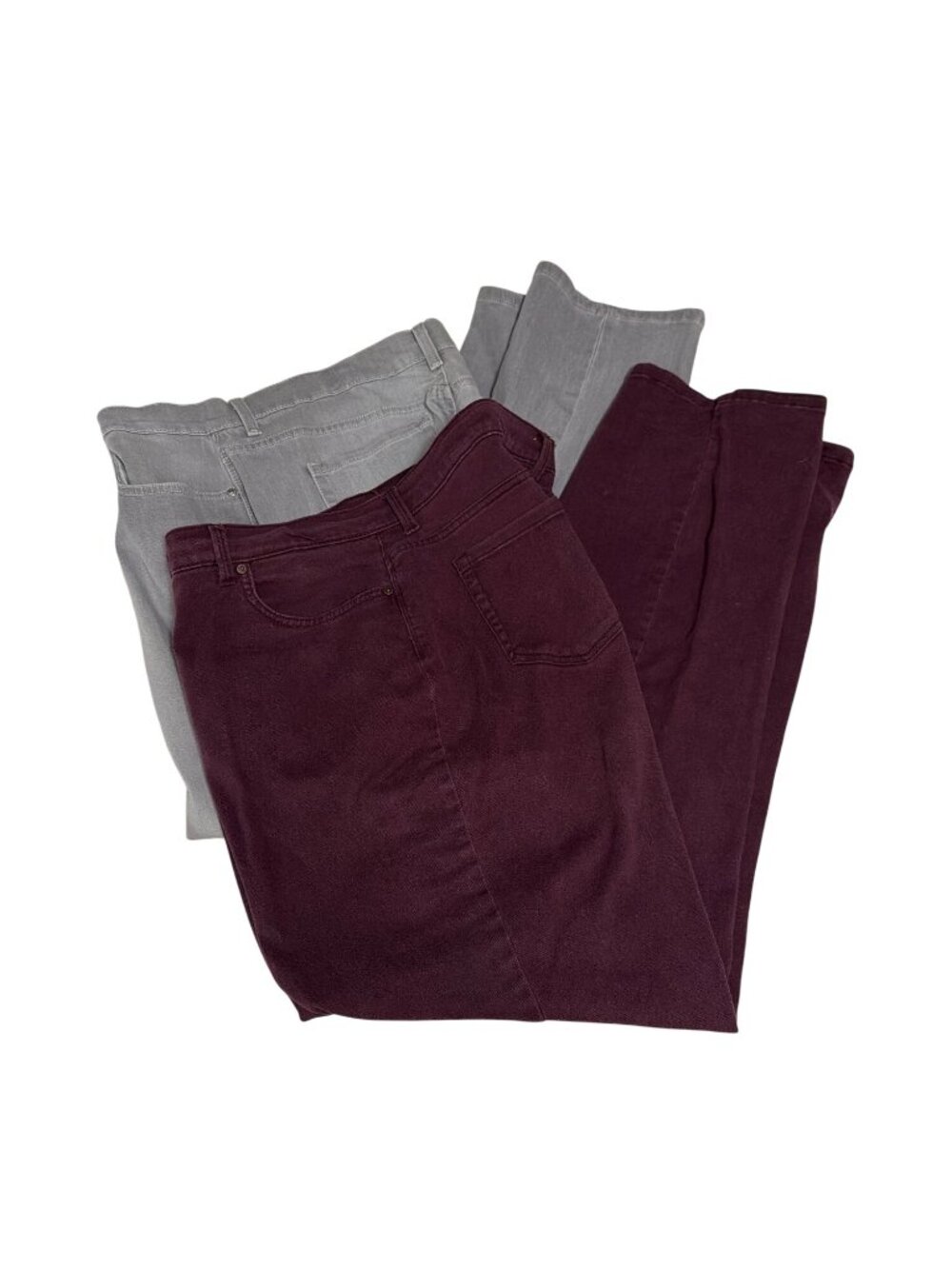 2-Gloria Vanderbilt Amanda Womens Stretch Jeans Size 18‎ Maroon & Grey Slim Fit